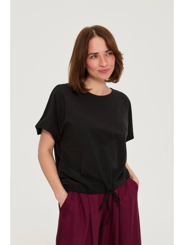 Moodo Tričko s viazaním čierne Moodo