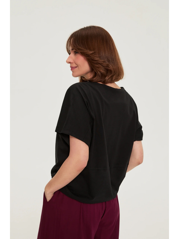 Moodo Tričko s viazaním čierne Moodo