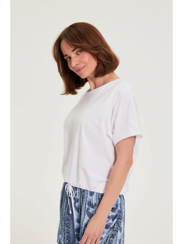 Moodo Tričko s viazaním biele Moodo