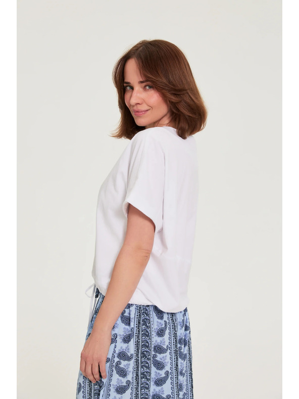 Moodo Tričko s viazaním biele Moodo