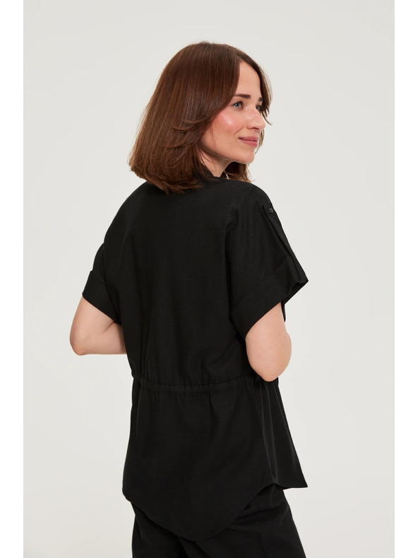 Moodo Čierna blúzka s viazaním Moodo