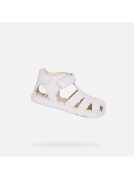 Geox Biele chlapčenské barefoot sandále na prvé kroky Geox Steppieup