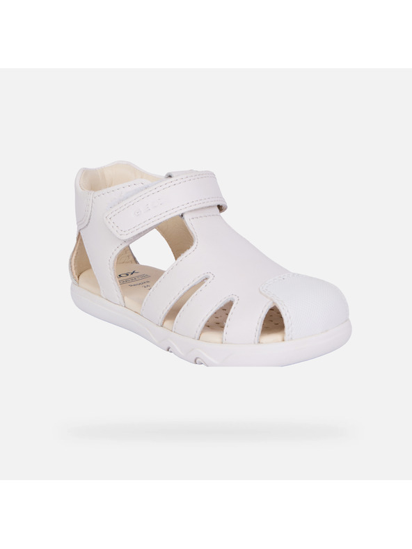 Geox Biele chlapčenské barefoot sandále na prvé kroky Geox Steppieup