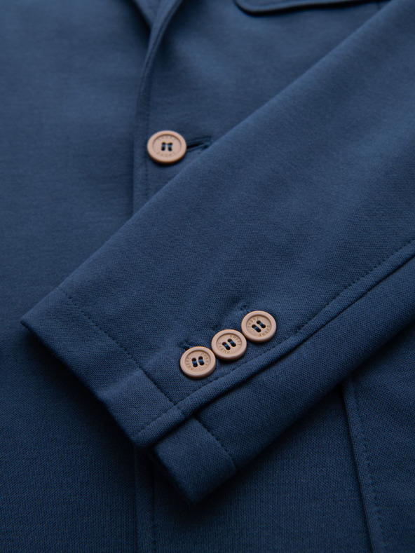 Ombre Clothing Pánske modré sako SLIM s jemnou textúrou
