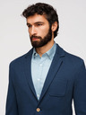 Ombre Clothing Pánske modré sako SLIM s jemnou textúrou