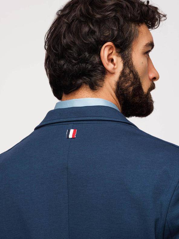 Ombre Clothing Pánske modré sako SLIM s jemnou textúrou