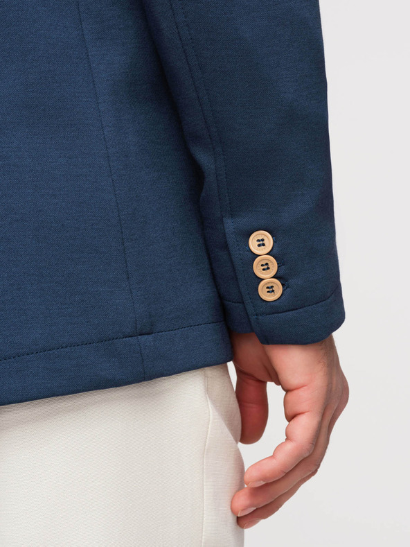 Ombre Clothing Pánske modré sako SLIM s jemnou textúrou