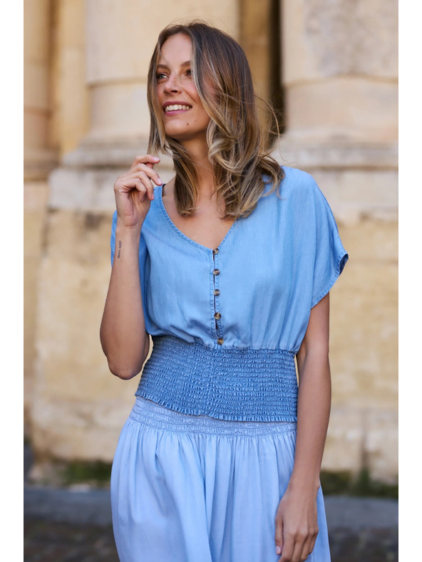 Moodo Košeľa lyocell modrá Moodo