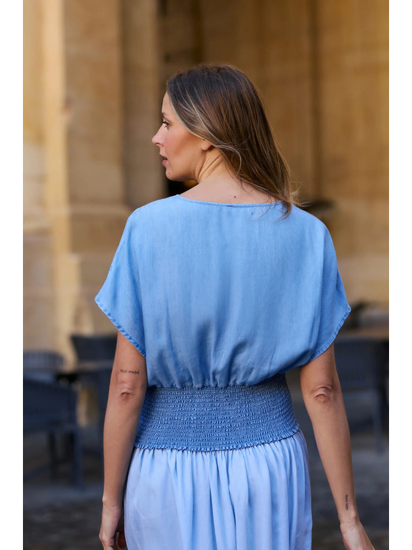 Moodo Košeľa lyocell modrá Moodo