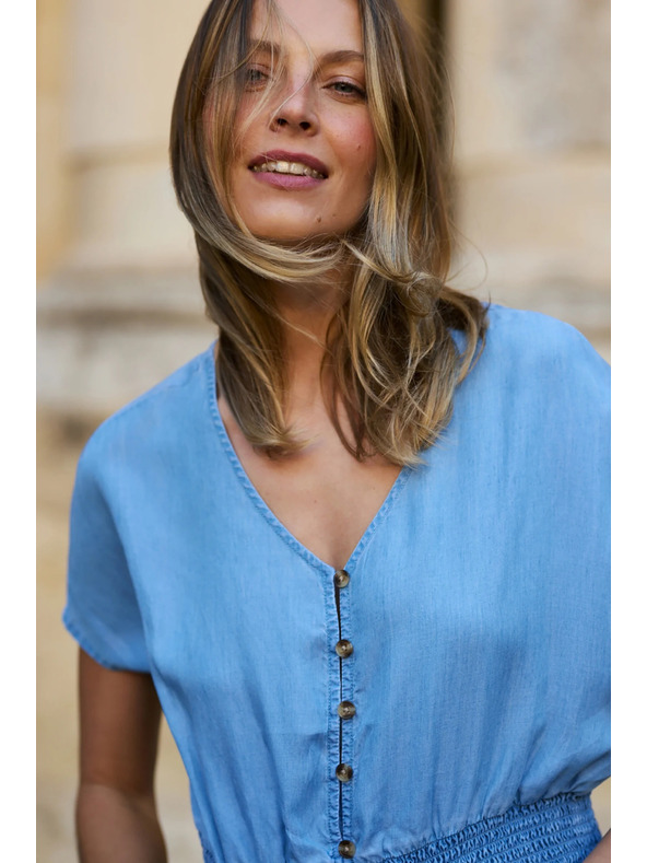 Moodo Košeľa lyocell modrá Moodo