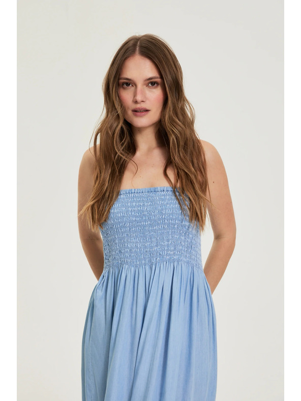 Moodo Sukňa lyocell modrá Moodo