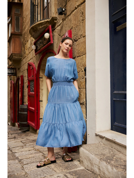 Moodo Midi sukňa modrá Moodo