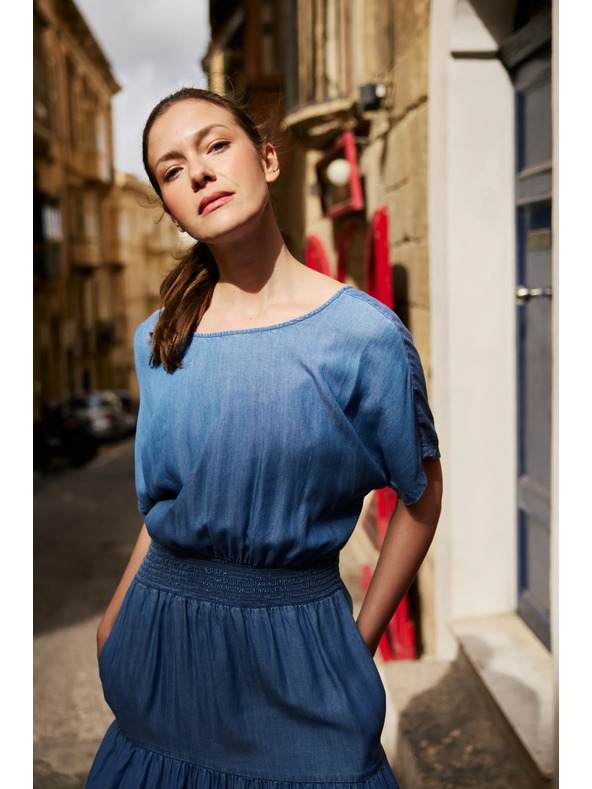 Moodo Midi sukňa modrá Moodo