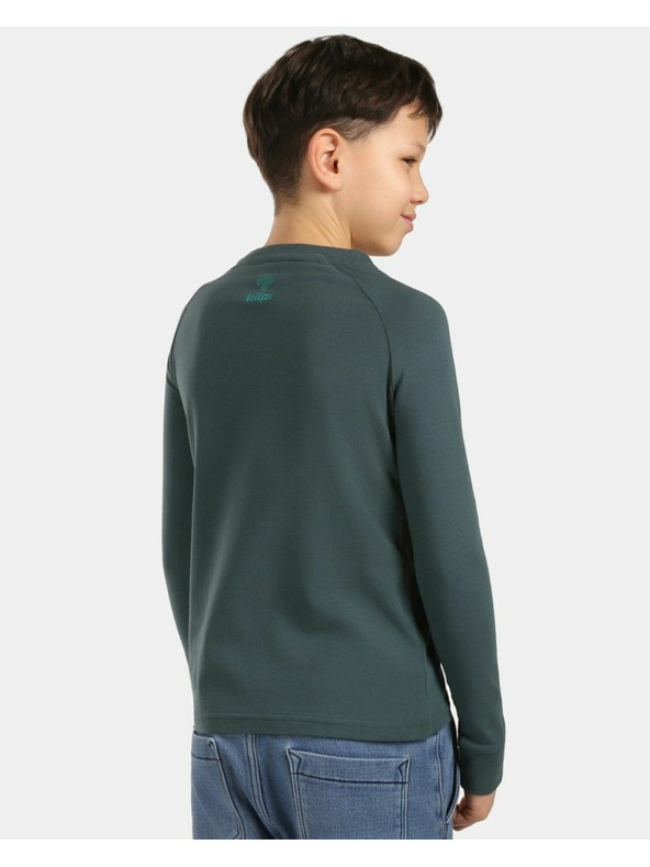 Kilpi Chlapčenské bavlnené tričko s dlhým rukávom Kilpi VERATI-JB Tmavo zelená