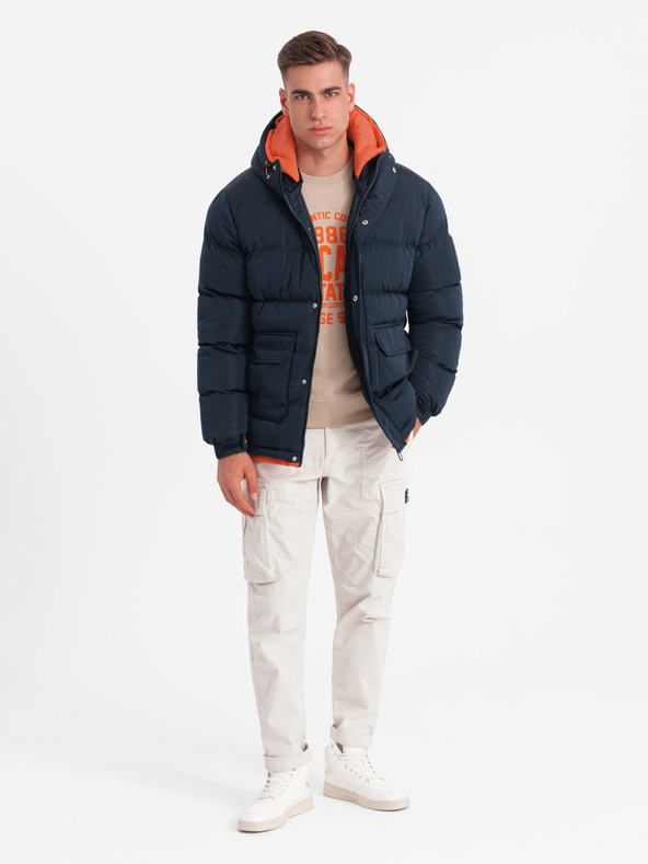 Ombre Clothing Ombre Clothing pánska športová teplá bunda s dvojitou kapucňou