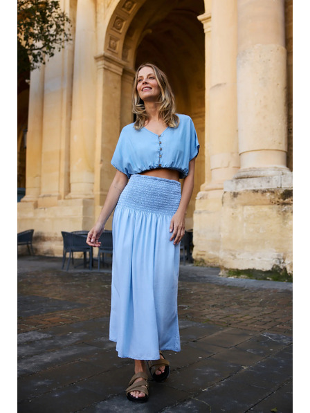 Moodo Sukňa lyocell modrá Moodo