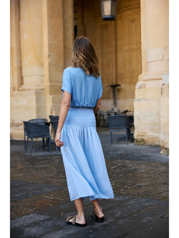 Moodo Sukňa lyocell modrá Moodo