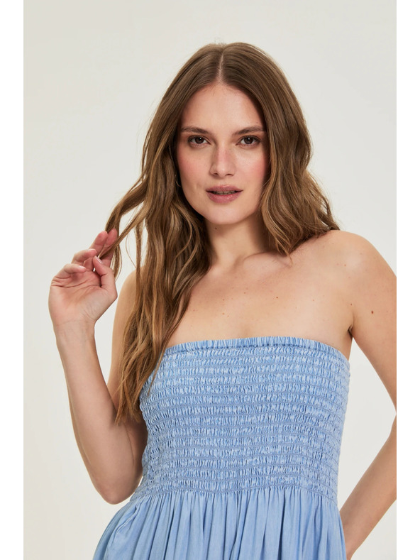 Moodo Sukňa lyocell modrá Moodo