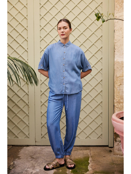 Moodo Košeľa lyocell modrá Moodo