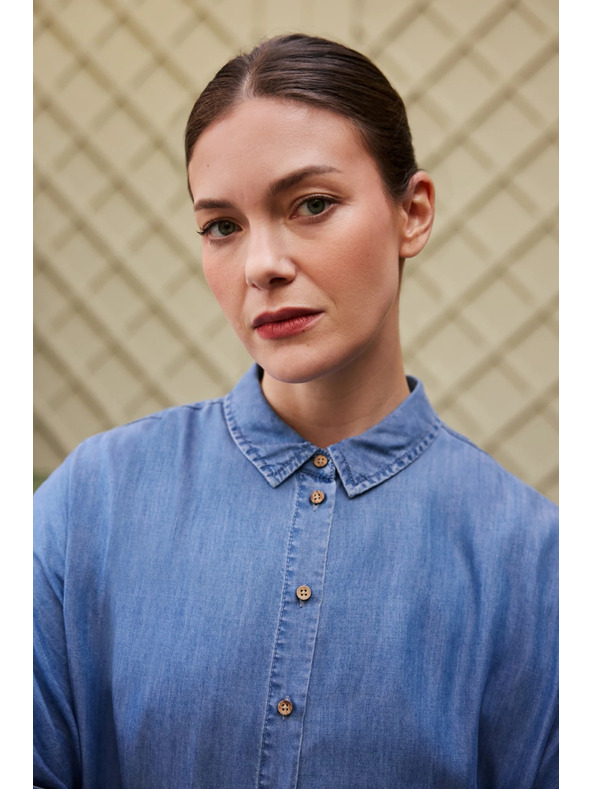 Moodo Košeľa lyocell modrá Moodo