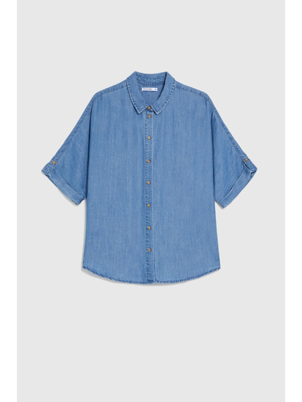 Moodo Košeľa lyocell modrá Moodo