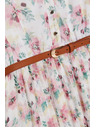 Moodo Biele kvetované šaty s páskom Moodo