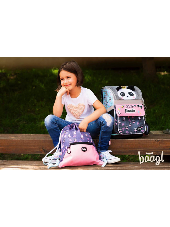 BAAGL  BAAGL SET 5 Zippy Panda: aktovka, penal, vrecko, zástena, peňaženka