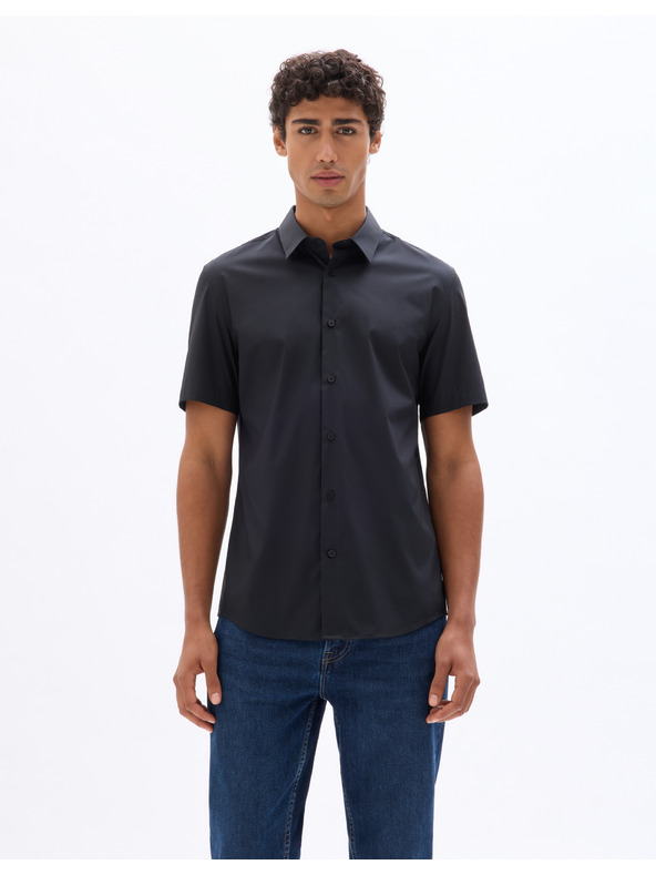 Celio Čierne pánske tričko s krátkym rukávom Celio Daslim