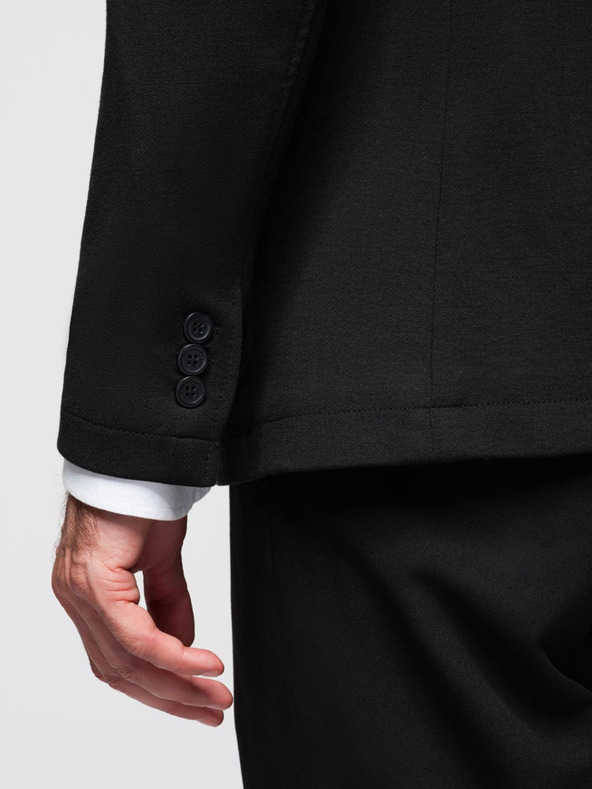 Ombre Clothing Pánske čierne sako SLIM s jemnou textúrou