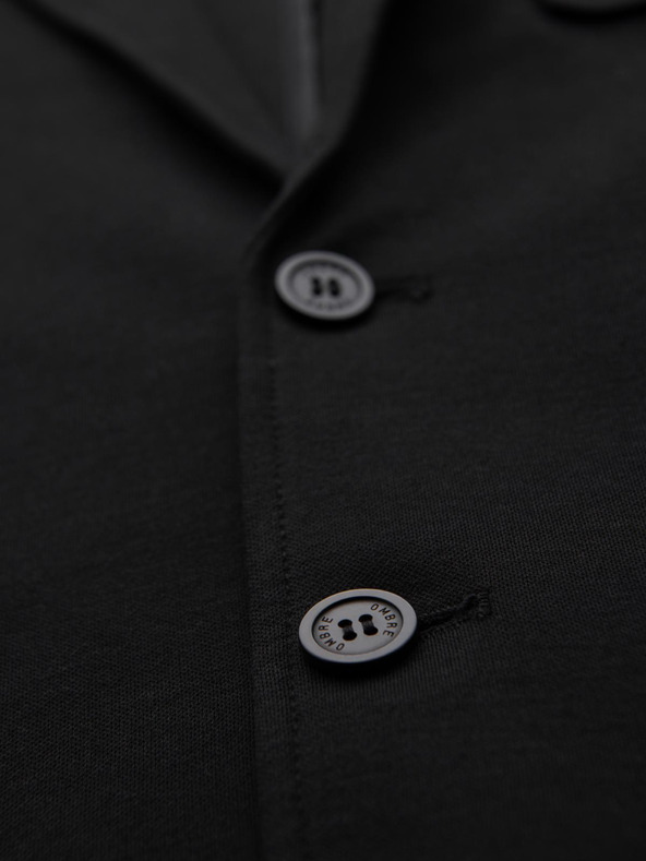 Ombre Clothing Pánske čierne sako SLIM s jemnou textúrou