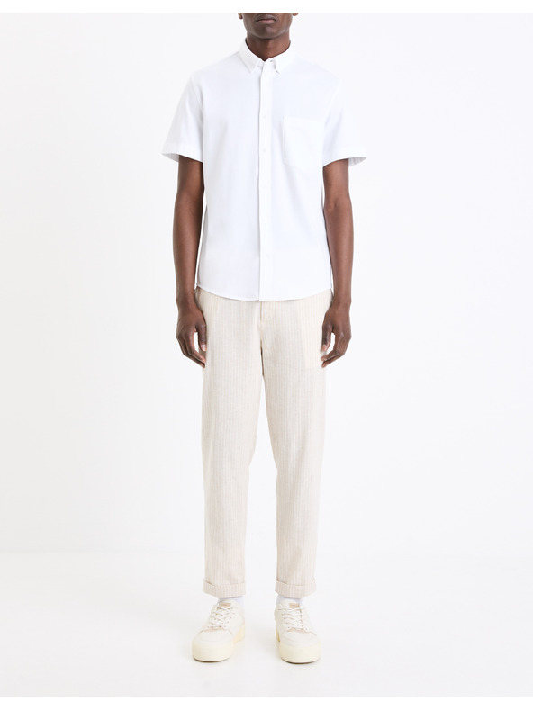 Celio Biela pánska košeľa s krátkym rukávom Celio Barik