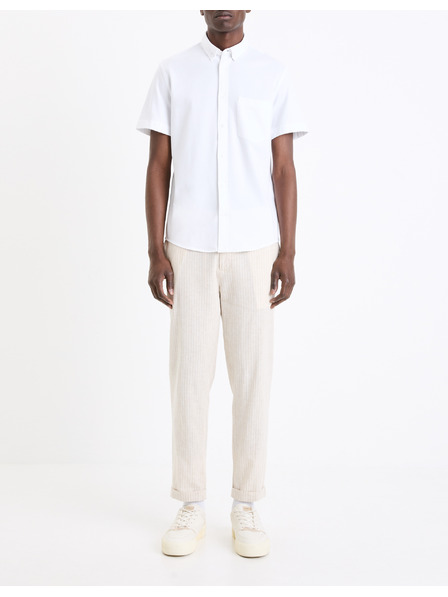 Celio Biela pánska košeľa s krátkym rukávom Celio Barik