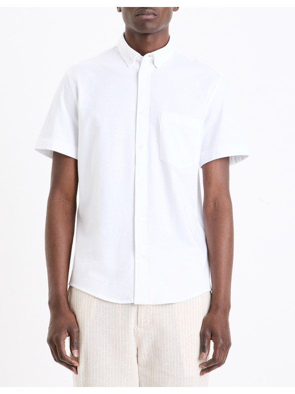 Celio Biela pánska košeľa s krátkym rukávom Celio Barik