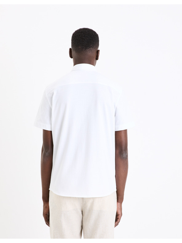 Celio Biela pánska košeľa s krátkym rukávom Celio Barik