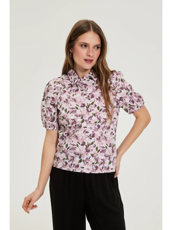 Moodo Košeľa s bufiastými rukávmi fialová Moodo