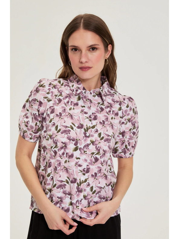 Moodo Košeľa s bufiastými rukávmi fialová Moodo