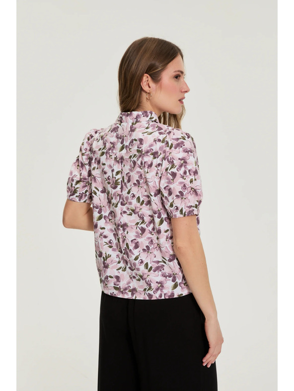 Moodo Košeľa s bufiastými rukávmi fialová Moodo