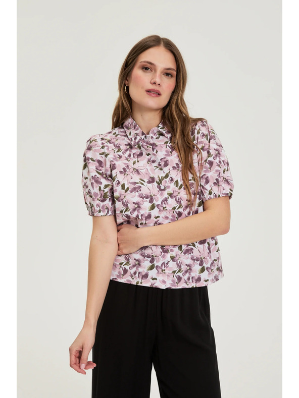 Moodo Košeľa s bufiastými rukávmi fialová Moodo