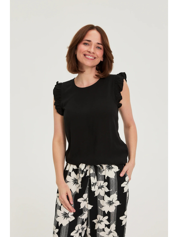 Moodo Košeľa s volánmi čierna Moodo