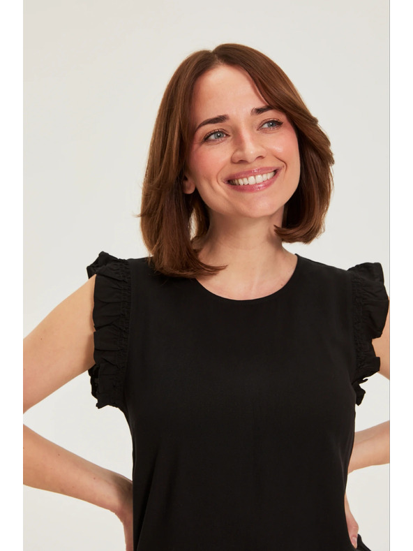 Moodo Košeľa s volánmi čierna Moodo