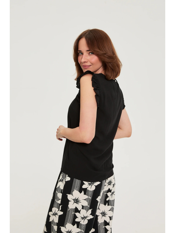 Moodo Košeľa s volánmi čierna Moodo