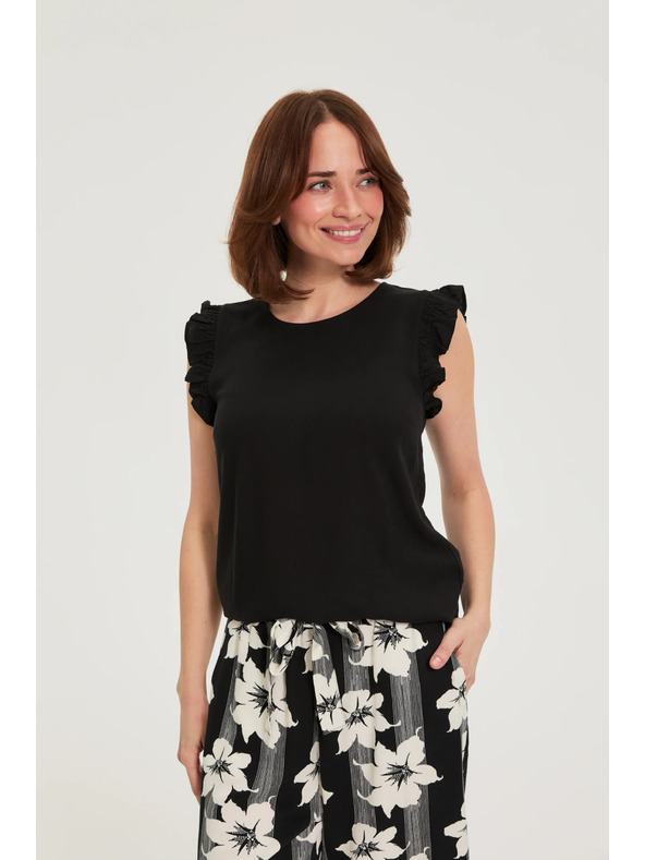 Moodo Košeľa s volánmi čierna Moodo