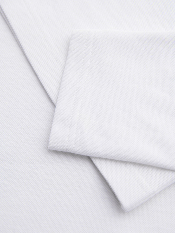 Ombre Clothing Pánske tričko BASIC s dlhým rukávom a polo golierom - biele V1 OM-POBL-0162 Ombre Clothing