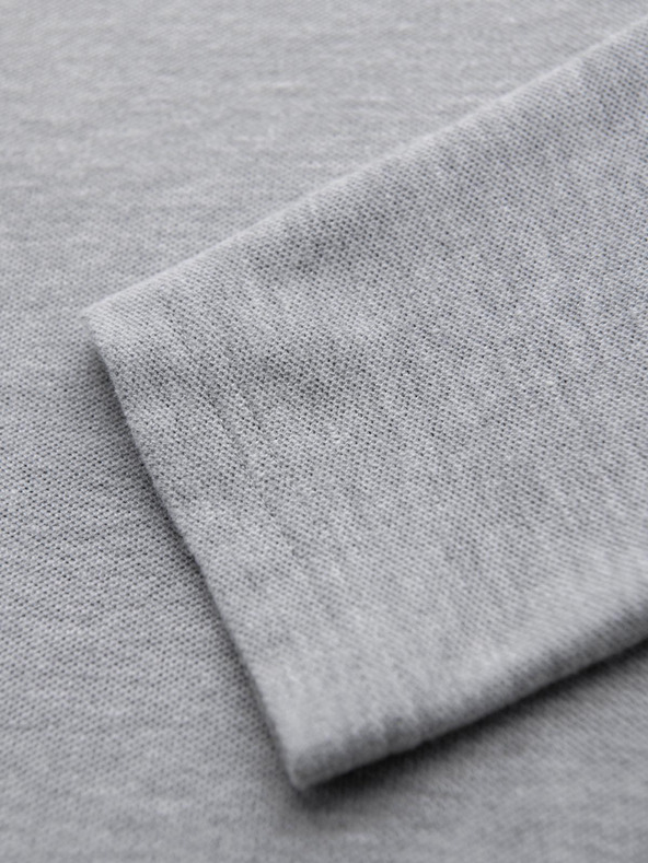 Ombre Clothing Pánske tričko s dlhým rukávom a polo golierom BASIC - sivý melír V4 OM-POBL-0162 Ombre Clothing