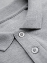 Ombre Clothing Pánske tričko s dlhým rukávom a polo golierom BASIC - sivý melír V4 OM-POBL-0162 Ombre Clothing