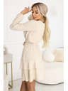 numoco Zmyselné mini šaty s prekríženým výstrihom - béžové
