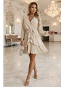 numoco Zmyselné mini šaty s prekríženým výstrihom - béžové