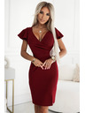numoco Numoco NINA Elegantné šaty s ceruzkovým výstrihom - bordové