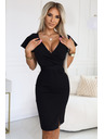 numoco Elegantné šaty s listovým výstrihom - čierne Numoco NINA