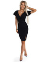 numoco Elegantné šaty s listovým výstrihom - čierne Numoco NINA